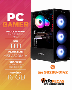PC GAMER RYZEN 5 4500 16GB MEM SSD1TB RTX 3050