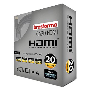 CABO HDMI 2.0 4K 3D 1080P 19+1 PINOS - 20 METROS BRASFORMA HDMI-5020