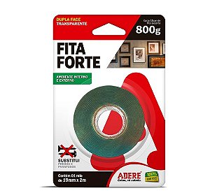 Fita Dupla Face Massa Acrílica Adere Fita Forte 19mm x 2m Transparente | Infopeças
