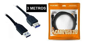 Cabo Extensor USB 3.0 AM x AF 3.0m Pluscable PC-USB3030 | Infopeças