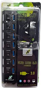 HUB COM 3 PORTAS USB  X-CELL  XC-HUB-7