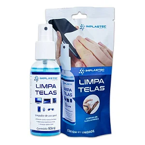 Limpa Telas Antiestático 60ml Implastec Clean Blister com Flanela