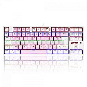 TECLADO GAMER REDRAGON DAKSA ROSA E BRANCO COM SWITCH MARROM K576PW-R (PT-BROWN)