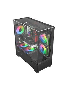 GABINETE LIKETEC GAMER MAHAL DARK (SEM FAN / CUBO DESIGN / MATX /LATERAL FRONTAL TETO VIDRO / PSU COVER)