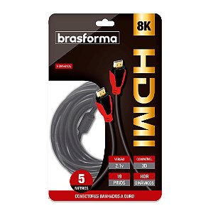 CABO HDMI 2.1 8K 2160P 5 METROS BRASFORMA HDMI-8105