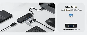 Hub USB 3.0 Cudy 4 Portas 5 Gbps Preto UH40A V1.0 | Infopeças