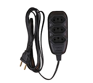 EXTENSAO COMPACTA C/ CABO PP CH 3 VIAS 10,0M 10A 250V~ PT ILUMI 172002