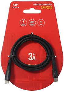 Cabo USB-C para USB-C 1m C3Tech CB-P300BK 60W Turbo | Infopeças