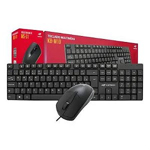 KIT TECLADO + MOUSE S/FIO K-W10BK C3TKit Teclado e Mouse Sem Fio C3Tech K-W10BK - ABNT2 Preto