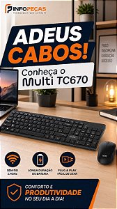 Combo Teclado e Mouse Sem Fio Multi TC670 ABNT2 USB 1200 DPI