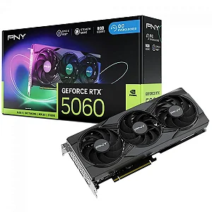 Placa de Vídeo PNY NVIDIA GeForce RTX 5060 EPIC-X RGB OC Triple Fan 8GB GDDR7 128-Bits - VCG50608TFXXPB1-