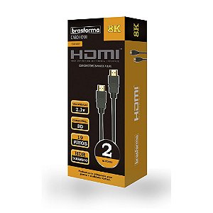 Cabo Hdmi Brasforma Hdmi8002 2.1 8k 2160p - 2 Metros