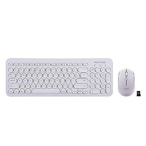 KIT Teclado E Mouse Sem Fio Teclas Redondas Branco Usb Tc232