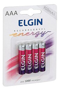 Pilha Recarregavel Elgin C/4 Aaa 900mah