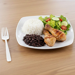 Prato Acrílico Refeição Quadrado c/10 unidades