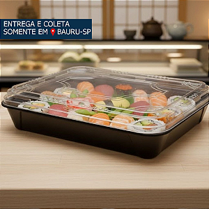 Embalagem Isopor HF100 1100ml preta c/tampa PET c/100 unidades