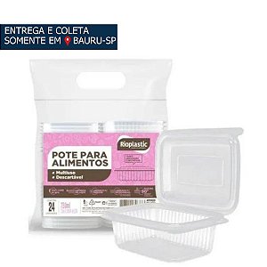 Pote Retangular 750ml c/24unidades - Rioplastic