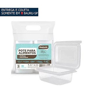 Pote Retangular 500ml c/24unidades - Rioplastic