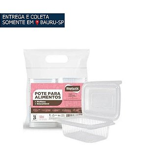 Pote Retangular 1000ml c/24unidades - Rioplastic