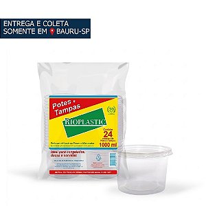Pote Redondo 1000ml c/ tampa c/24 unidades Rioplastic