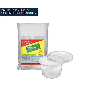 Pote Redondo 500ml c/ tampa c/24 unidades Rioplastic