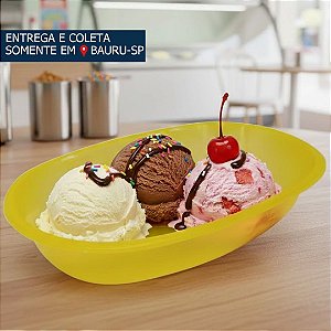 Bandeja Plástica Oval Amarelo c/20 unidades