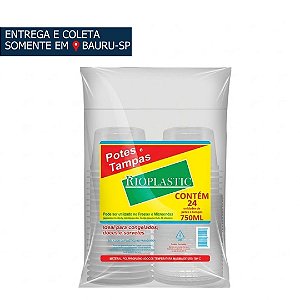 Pote Redondo 750ml c/ tampa c/24 unidades Rioplastic