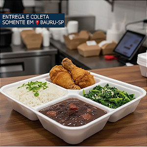 Embalagem Isopor Retangular com 4 Divisórias HF100/4 c/100 unidades