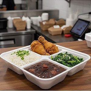 Embalagem Isopor Retangular com 4 Divisórias HF100/4 c/100 unidades