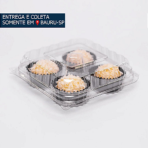 Embalagem Plástica p/4 doces com tampa articulada F654