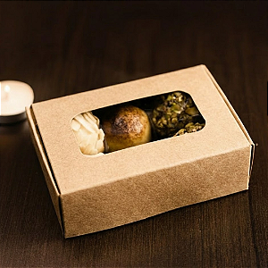 Caixa 6 doces com visor e tampa acoplada c/10 unidades