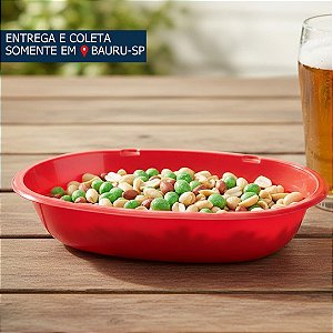 Bandeja Plástica Oval Vermelha c/20 unidades