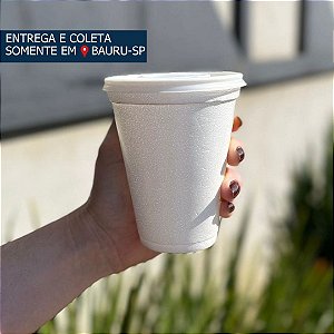 Copo Isopor 296ml com tampa plástica c/100 unidades