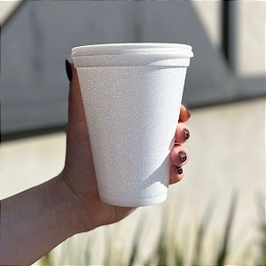 Copo Isopor 355ml com tampa plástica c/100 unidades