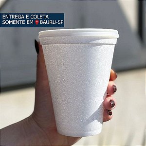 Copo Isopor 355ml com tampa plástica c/100 unidades