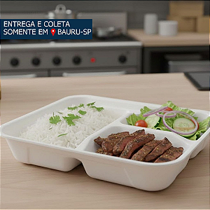 Embalagem Isopor Retangular com 3 divisórias HF90/3R c/100 unidades