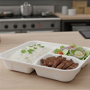 Embalagem Isopor Retangular com 3 divisórias HF90/3R c/100 unidades