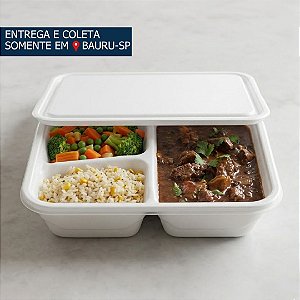 Embalagem Isopor Retangular 750ml c/3 divisórias c/tampa c/100unidades COPOBRAS