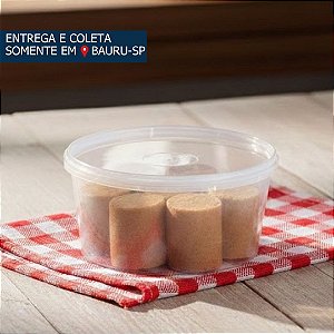 Pote Redondo Plástico 500ml c/tampa lacre c/10 unidades