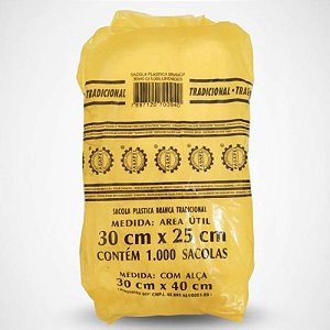 Sacola Plástica Branca 30x40 c/1000 unidades