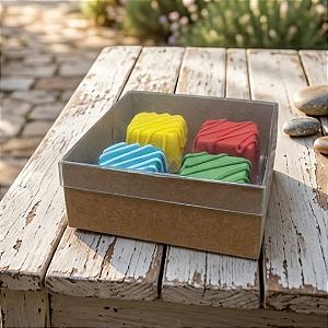 Caixa 4 Doces c/tampa acetato - Tam. 85x85x35 mm c/5 unidades