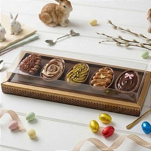 Caixa 5 Ovos Páscoa 50g c/tampa em acetato c/5 unidades