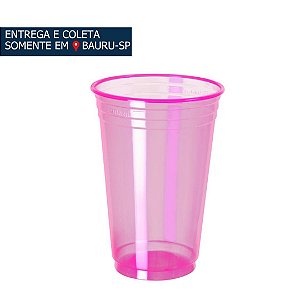 Copo Plástico Balada Neon Rosa 330ml c/25 unidades