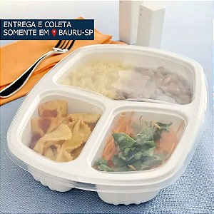 Embalagem Plástica com 3 Divisórias 1150ml G330 c/10 unidades