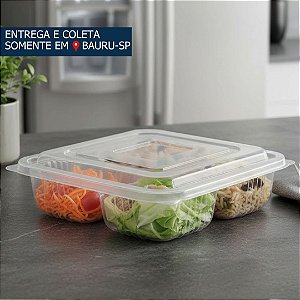 Embalagem Plástica com 3 Divisórias 810ml G323