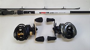 Kit Vara e Carretilha Para Pesqueiro - Sparta 2,40m Branca + V73 Drag 8Kg