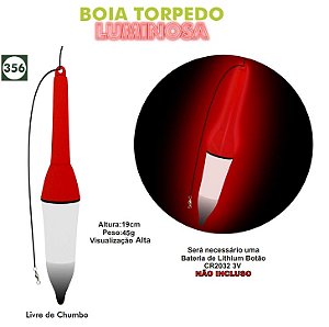 Boia Torpedo Luminosa 35g Ecológica 356 Jr Pesca noturna