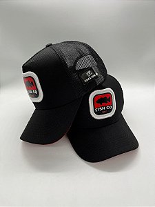 Boné Fishco Logo Tucunaré Preto e Vermelho
