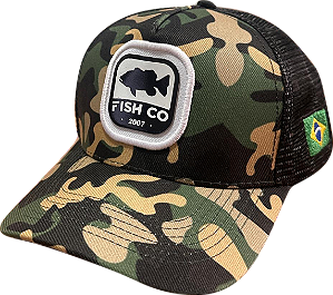 Boné Fishco Logo Tucunaré Camuflado Militar