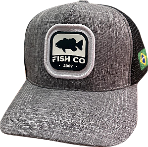 Boné Fishco Logo Tucunaré Cinza e Preto